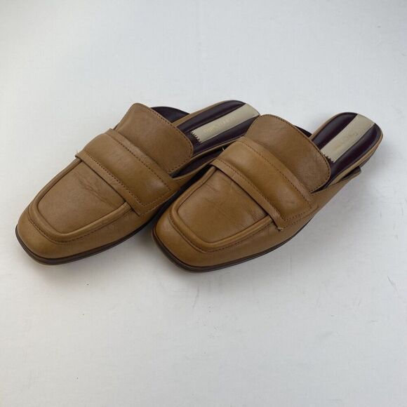 Franco Sarto Womens Duval Slip On Mule Shoes Size 7.5 M Tan Leather Square Toe - Picture 16 of 16